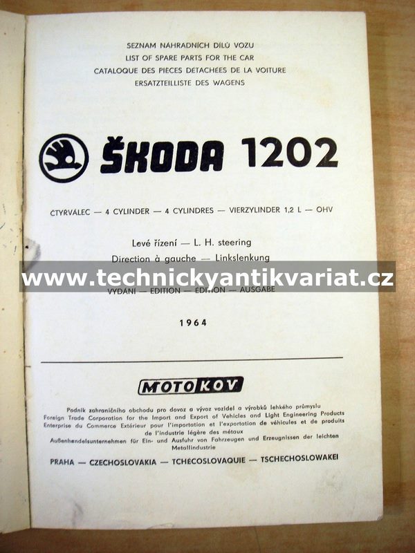 Škoda 1202 - katalog náhradních dílů (1964)