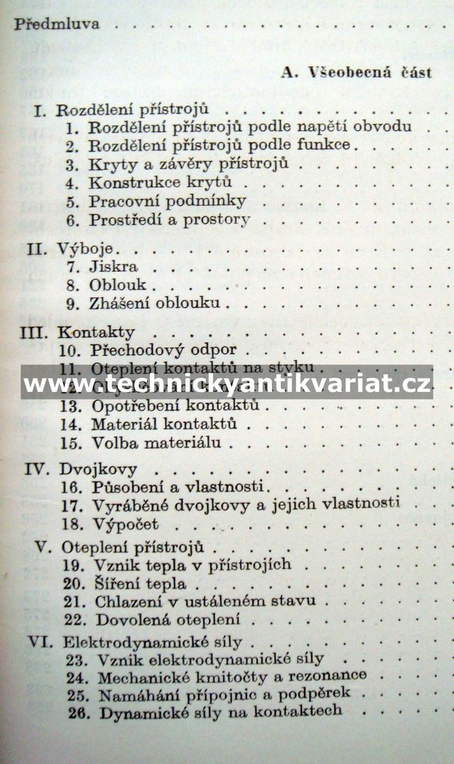 Elektrotechnika XV Elektrické přístroje I.