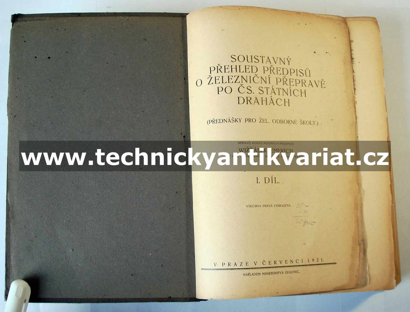 Soustavný přehled předpisů o železniční přepravě po Čs. státních drahách I.díl