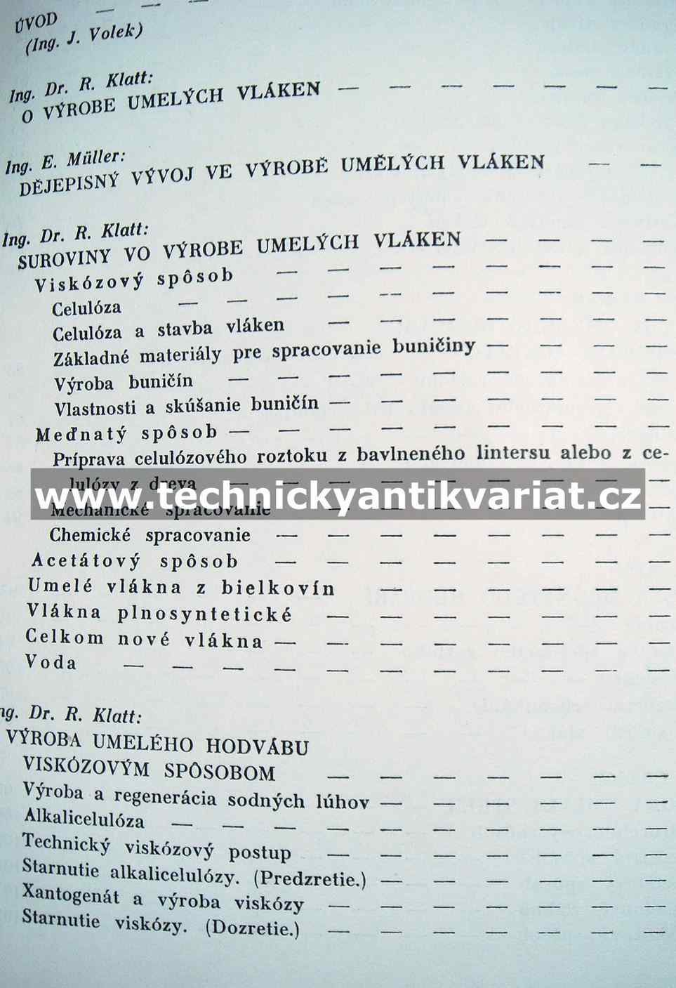 Výroba umelých vláken - Rudolf Klatt (1949)