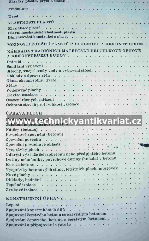 Plasty pro rekonstrukce staveb - R. A. Bareš (1989)