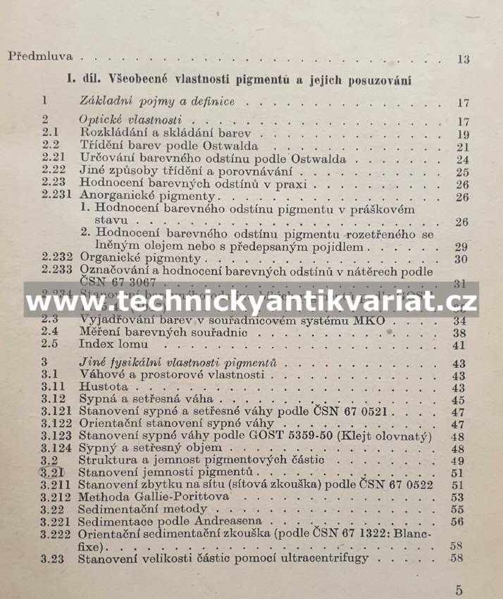 Pigmenty práškové barvy - Rožan, Vaníček (1959)