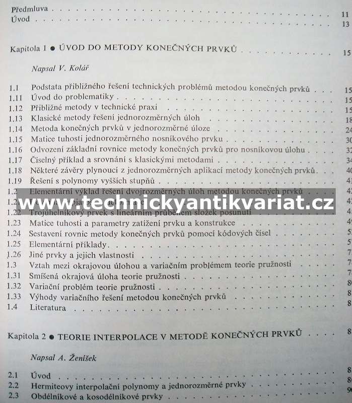 Výpočet plošných a prostorových konstrukcí metodou konečných prvků - Kolář, Kratochvíl, Leitner, Ženíšek (1972)