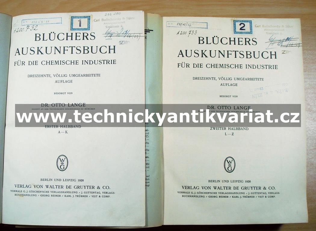 Blüchers Auskunftsbuch für die chemische Industrie A-K, L-Z