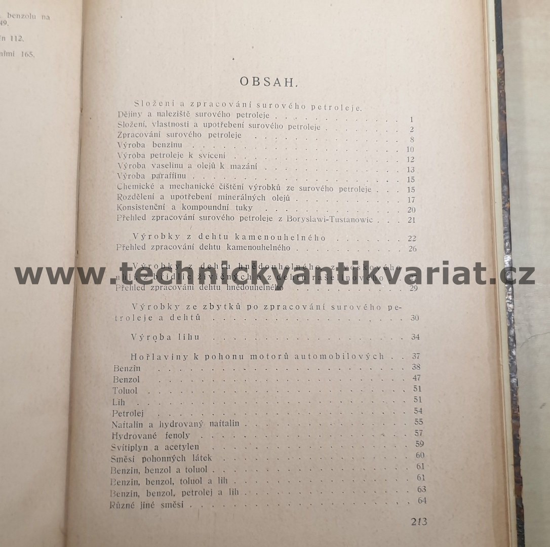 Benzín, benzol, oleje a kaučuk - Jaroslav Formánek (1922)