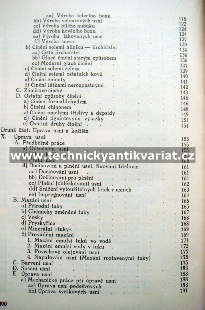 Koželužství, vydělávání a barvení kožišin, výroba náhražek usní - Liboslav Masner (1948)