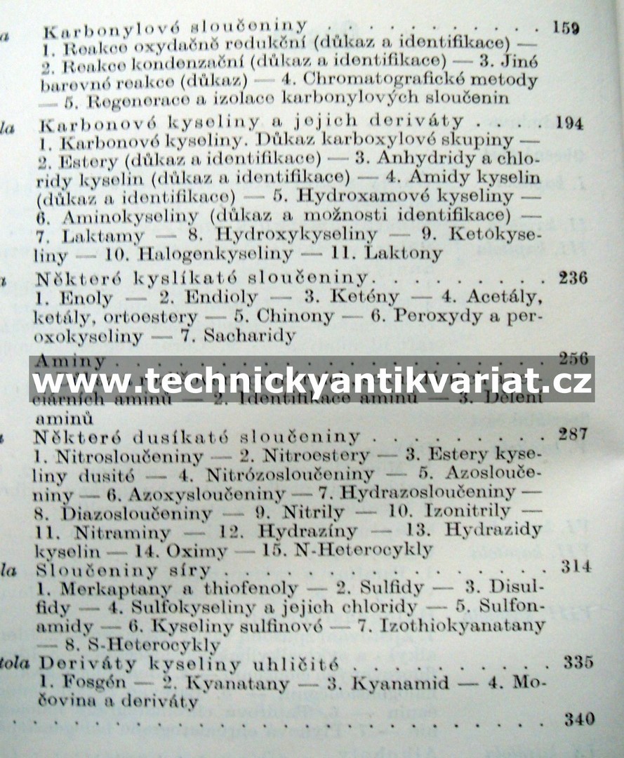 Důkaz a identifikace organických látek - Večeřa, Gasparovič (1963)
