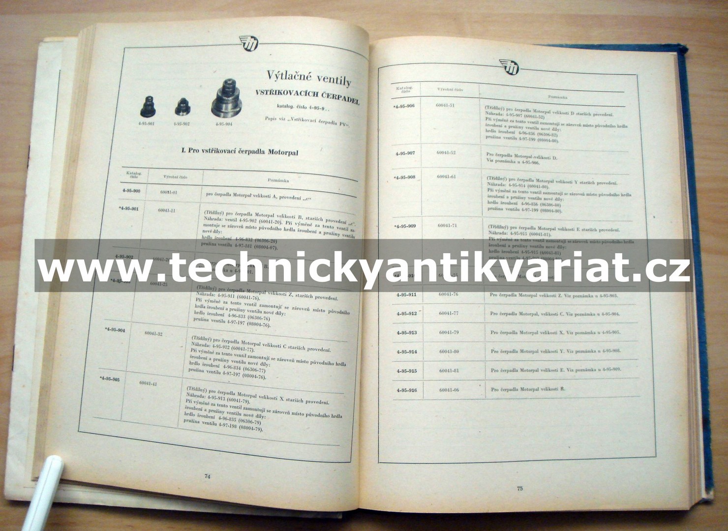 Katalog vstřikovacího zařízení pro motorová vozidla