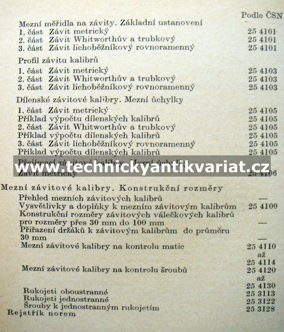 Příručka nářadí ČSN lícování závitů a mezní závitové kalibry