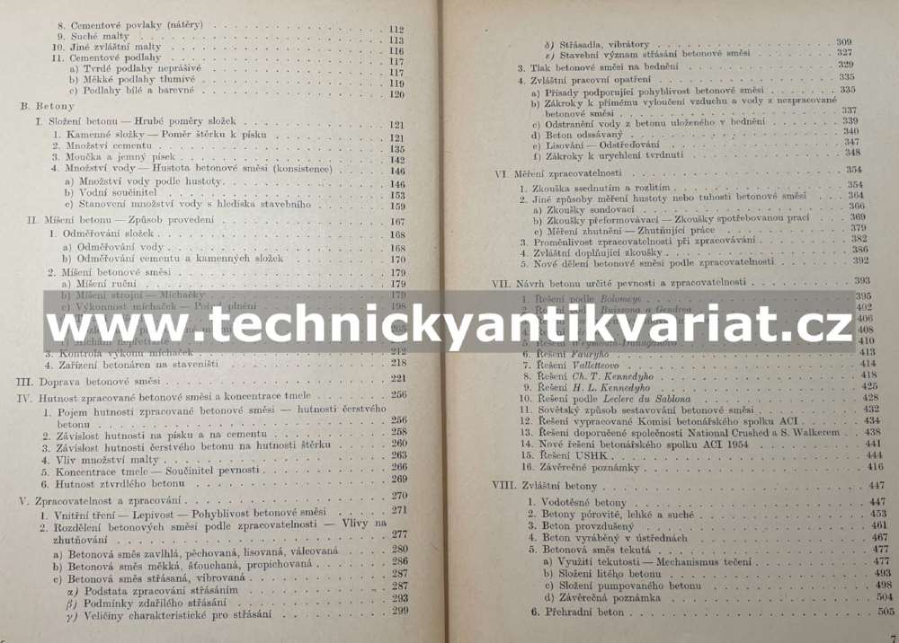 Technologie betonu II. Složení malt a betonů, jejich výroba a kontrola - S. Bechyně (1957)