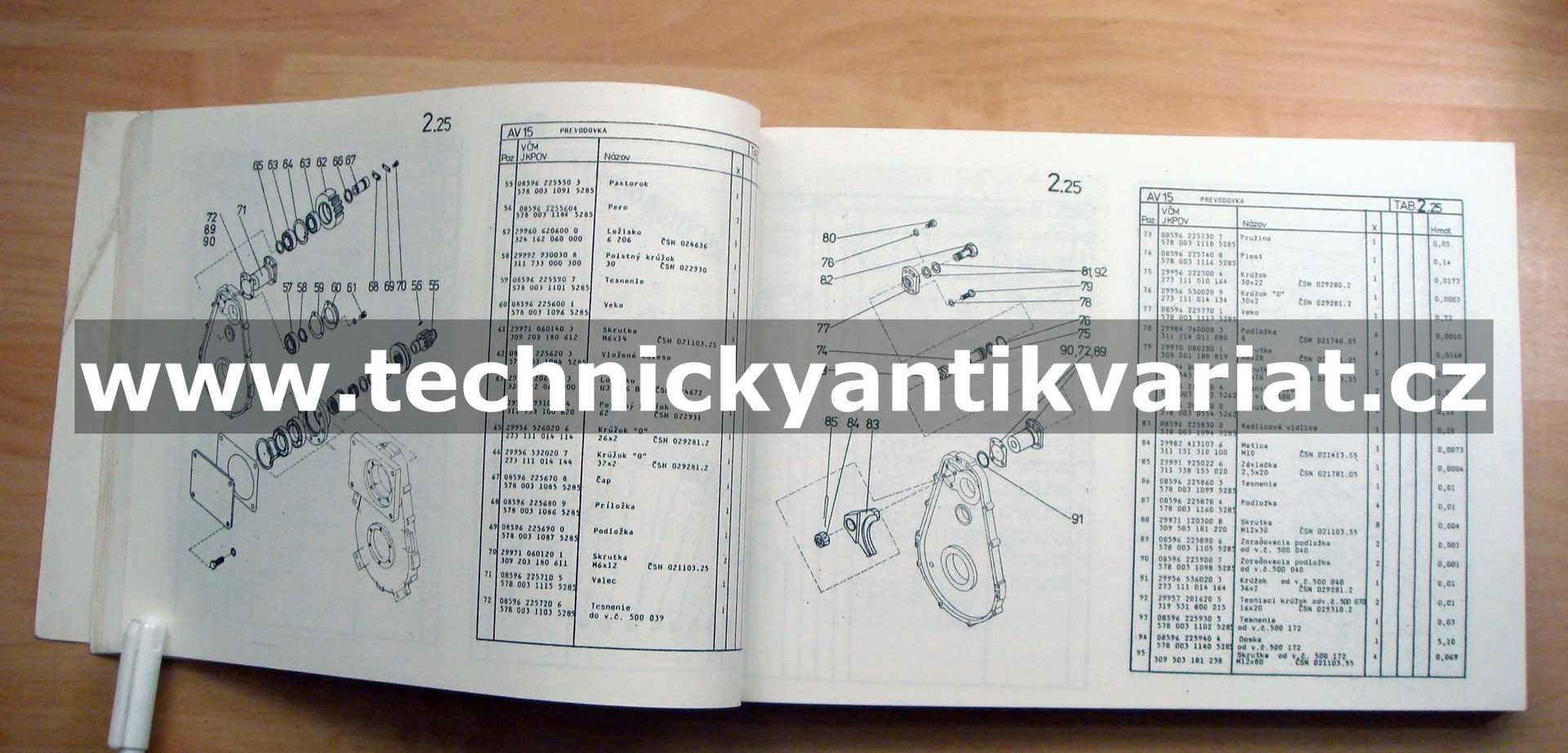 Automobil vyprošťovací AV 15 - katalog náhradných dielcov (1989)