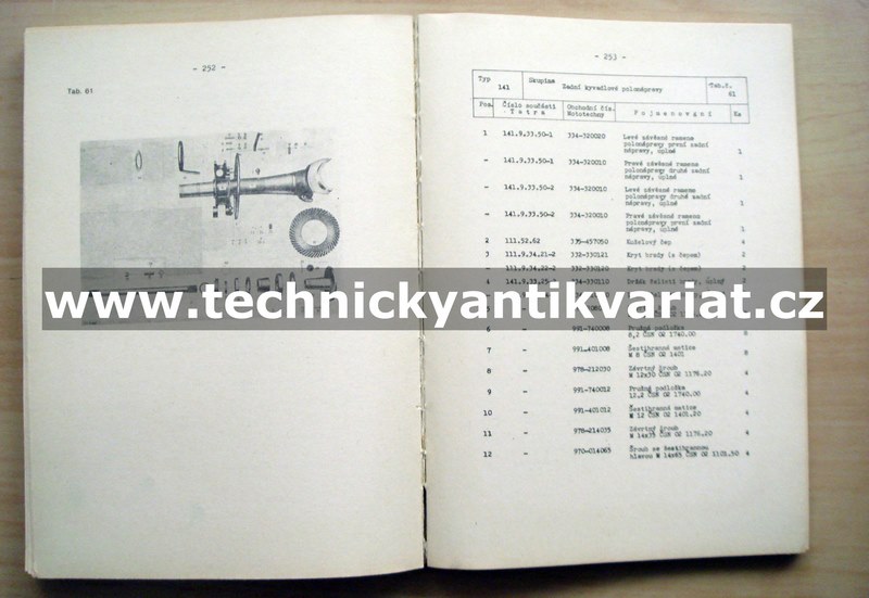 Tatra 141 - Seznam náhradních součástí