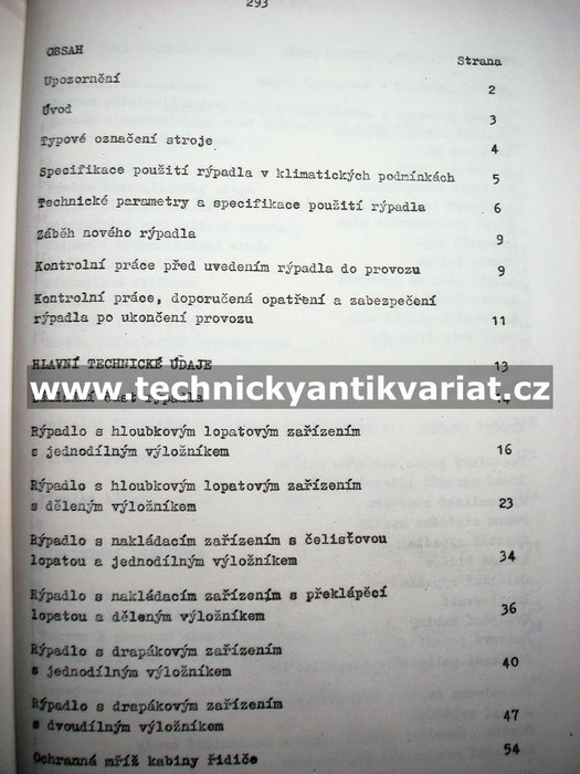 Hydraulické lopatové rýpadlo DH 621 - Příručka pro obsluhu