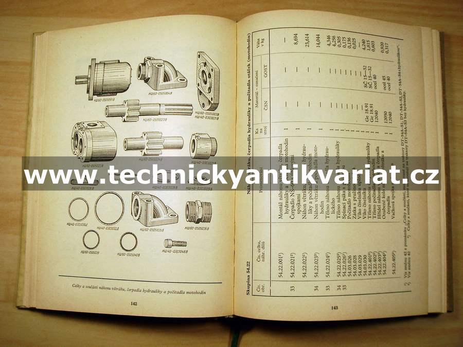 Traktor DT54A, DT55A - technické údaje a seznam náhradních dílů