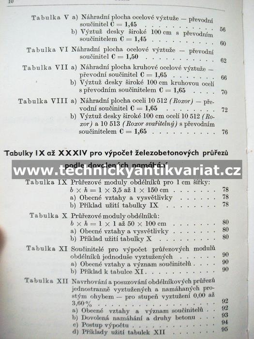 Železový beton II. tabulky pro výpočty průřezů - Klokner, Hruban (1960)
