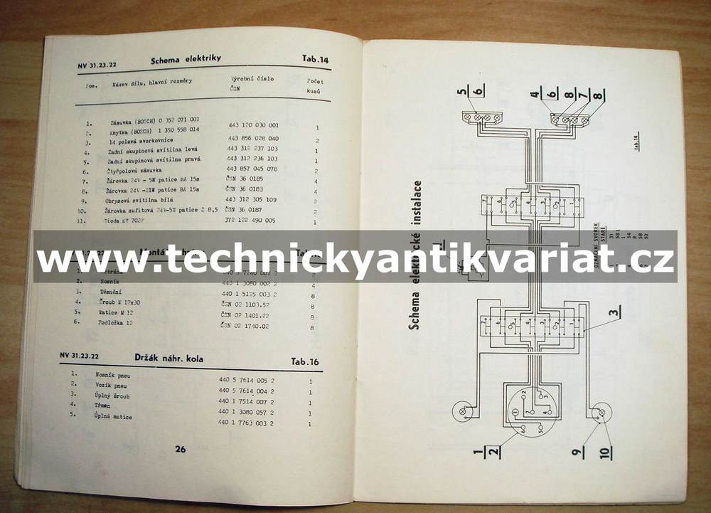 NV 31.23.22 valníkový návěs - katalog náhradních dílů (1979)