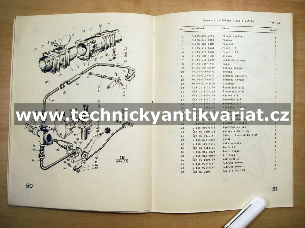AKV E2 - seznam náhradních dílů (1974)