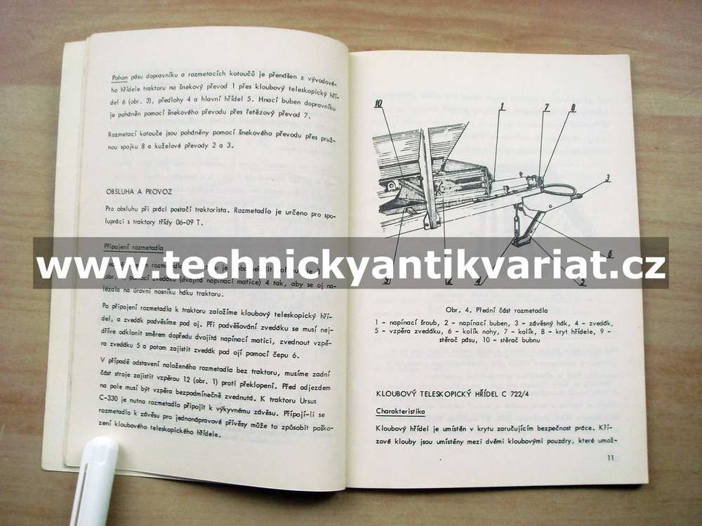 Traktorové rozmetadlo vápna RCW-3A/N011/0-2.5 - návod, katalog (1977)