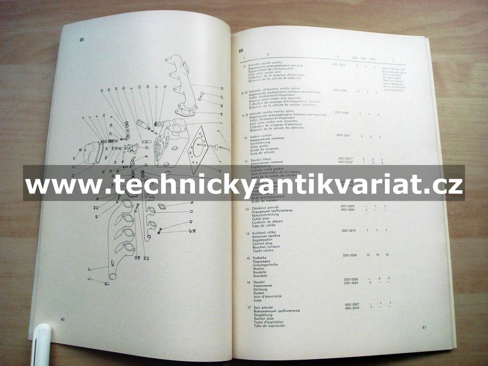 Zetor 5201, 6201, 7201 - katalog dílů pro motory (1985)