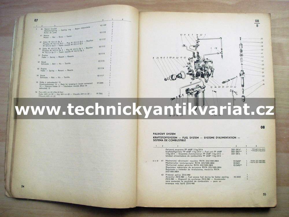 Zetor 2511, 3511, 4511, 3545, 3513. 4611 - katalog náhradních dílů (1970)