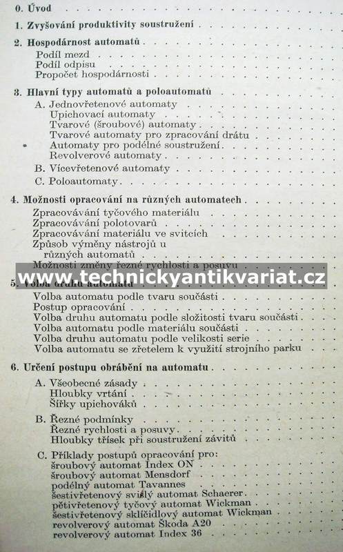 Soustružnické automaty - Václavovič, Ševčík, Bílek (1952)