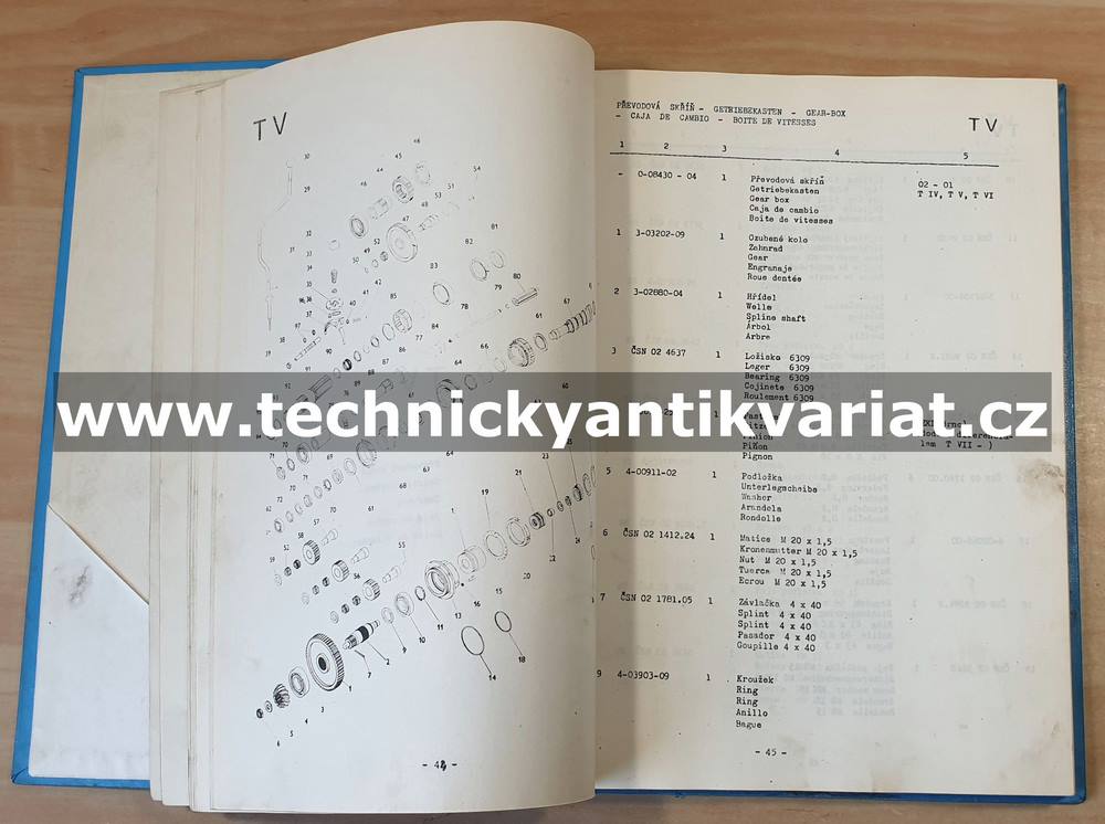 DESTA BVHM 1321 - katalog náhradních dílů (1974)