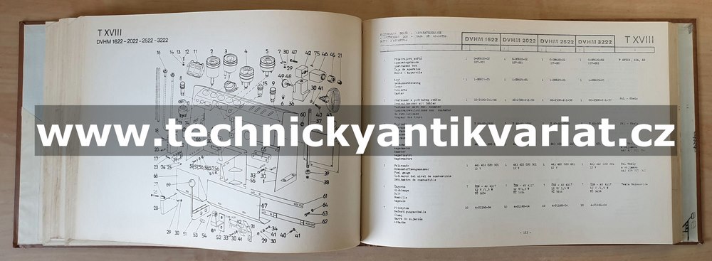 DESTA DVHM 1622, 2022, 2522, 3222 - katalog náhradních dílů (1971)