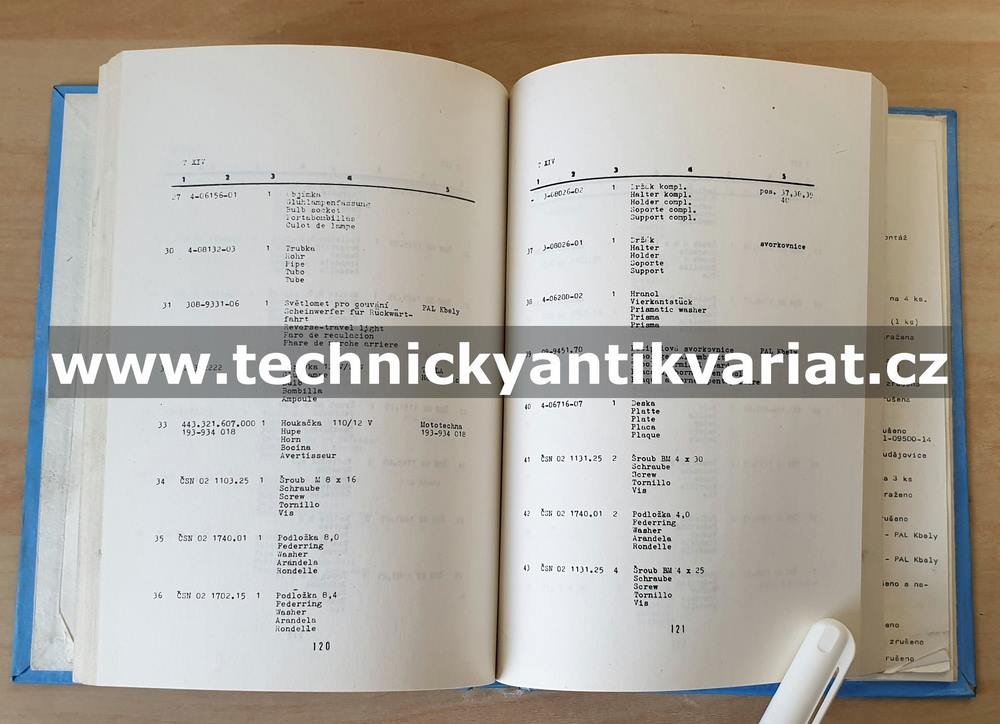 DESTA BVHM 1321 - katalog náhradních dílů (1974)