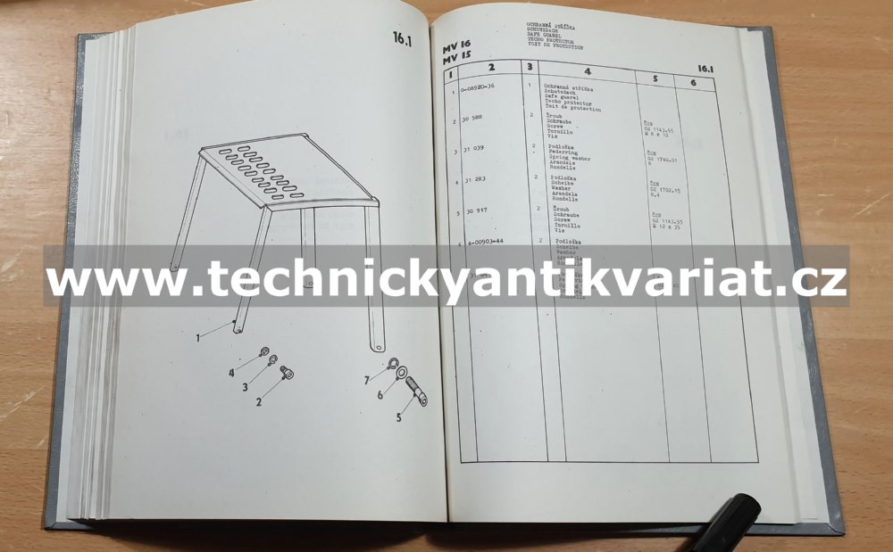 DESTA MV 16 - katalog náhradních dílů (1992)