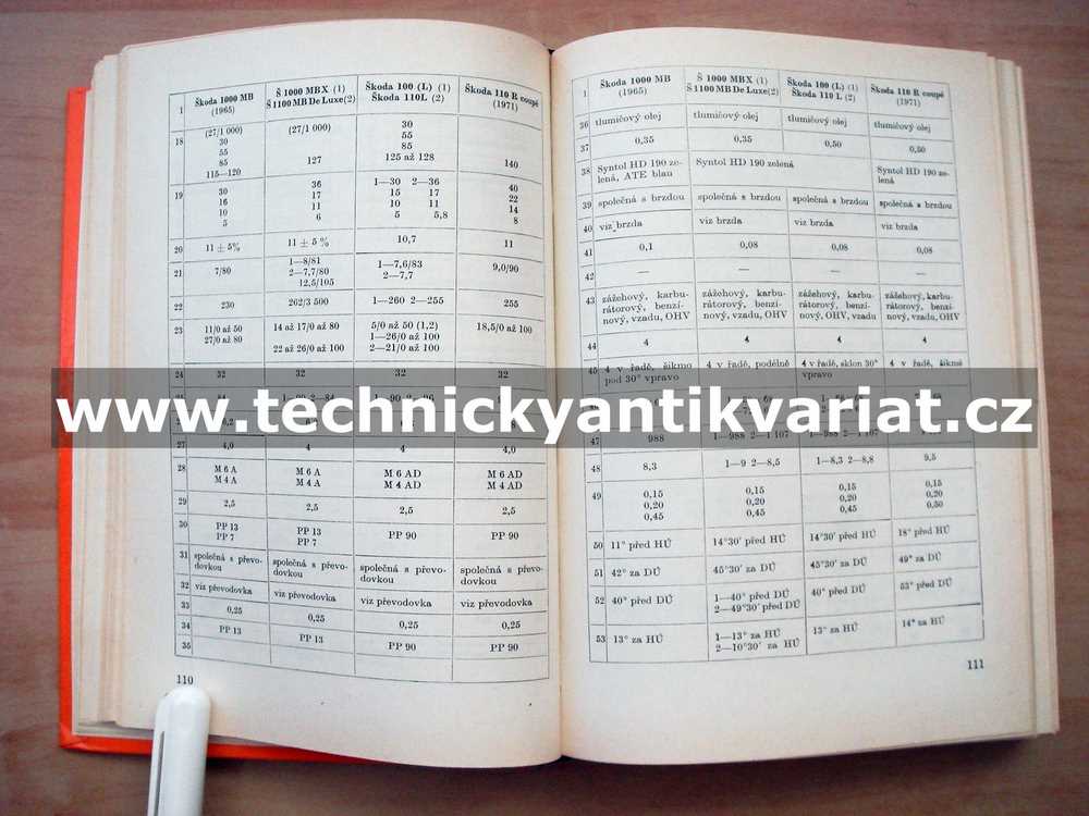 Seřizovací tabulky automobilů - Ivo Bernard (1975)