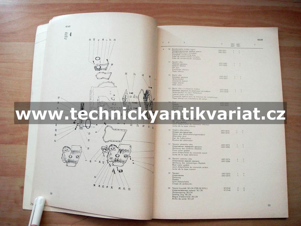 Zetor Motory 4901, 5901, 6901, 5001, 6001, 7001 - katalog náhradních dílů (1984)