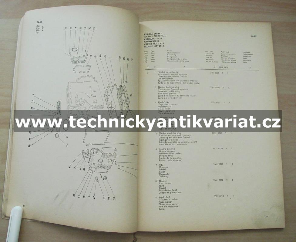 Zetor 2001, 4701, 5501, 6701 - katalog náhradních dílů (1977)