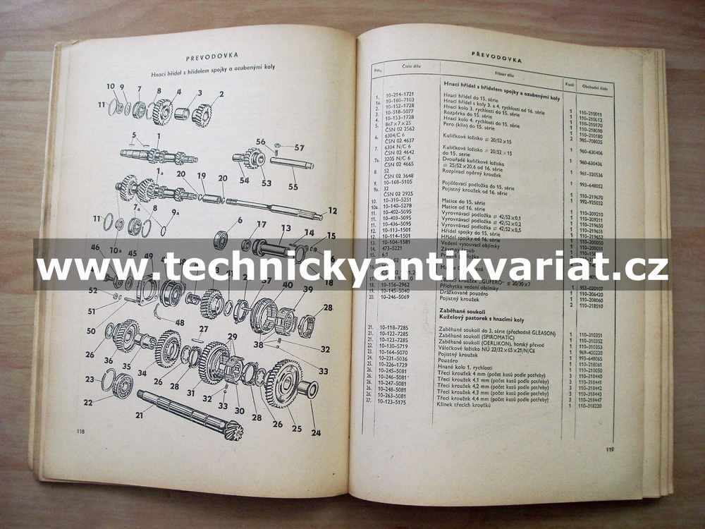 Škoda 1000MB, 1000MB, MBX, MBG, 1100MB, MBX DeLuxe - seznam náhradních dílů