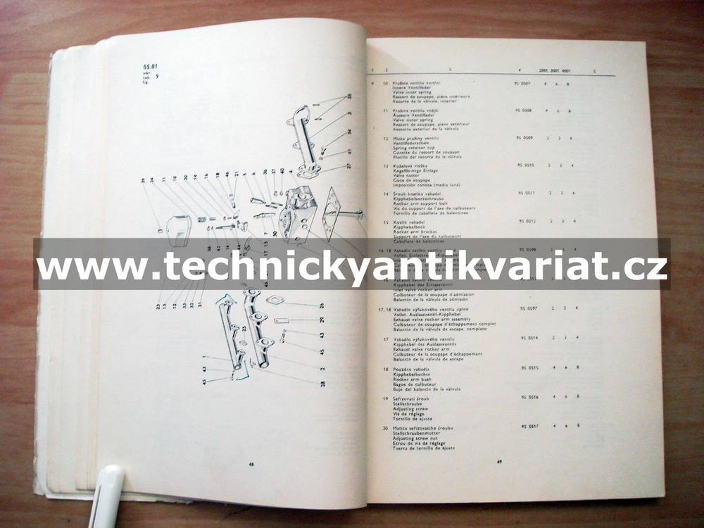 Zetor 2001, 3001, 4001, 5501 - katalog náhradních dílů pro motory (1970)