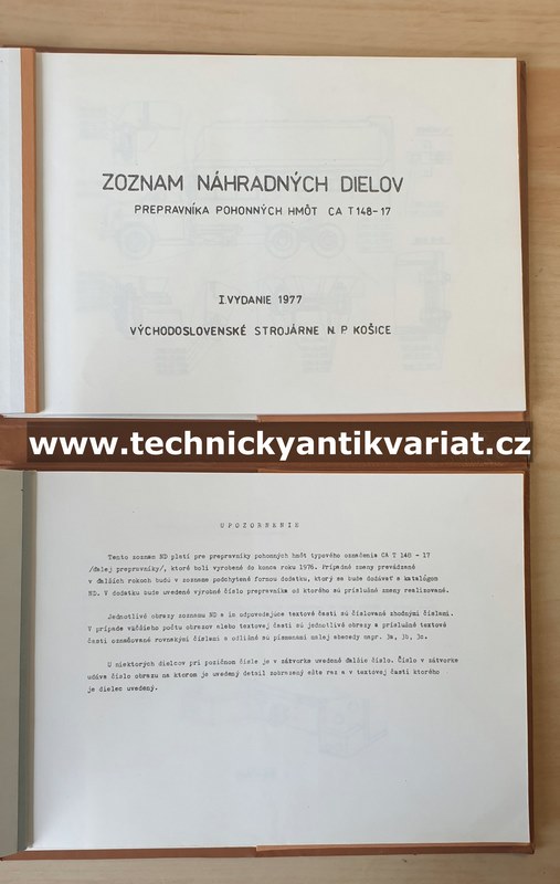 Tatra 148 CA 17 - prepravník pohonných hmot - zoznam náhradných dielcov (1977)