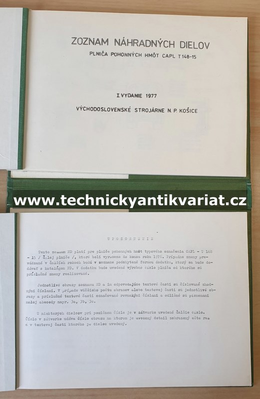 Tatra 148 CAPL 15 - prepravník pohonných hmot - zoznam náhradných dielcov (1977)