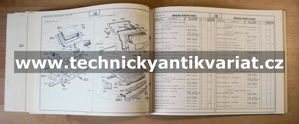 Toyota Corolla, Trueno - Quick reference parts catalog (1982)