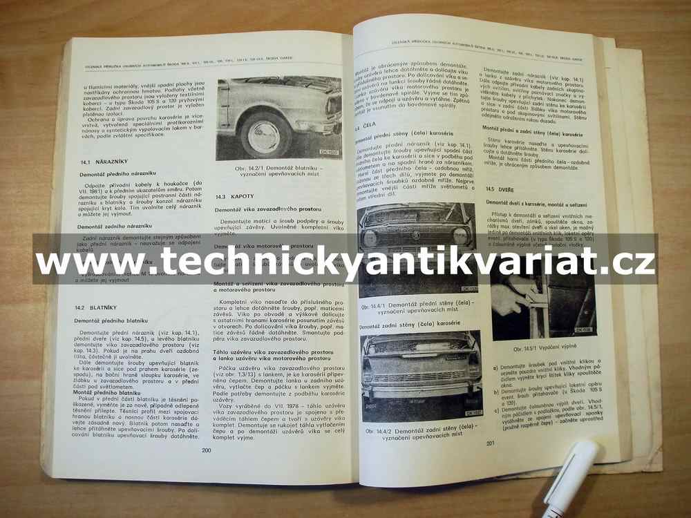 ŠKODA 105S, 105L, 105GL, 120, 120L, 120LS, 120GLS, Garde - dílenská příručka (1981)