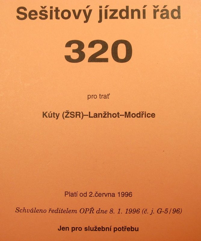 Sešitový jízdní řád 320 (1996)
