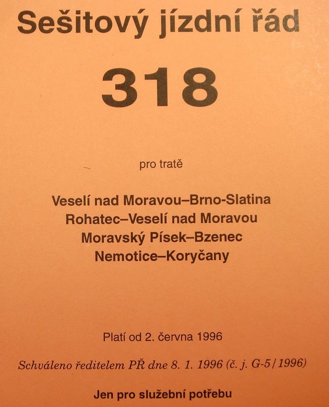 Sešitový jízdní řád 318 (1996)