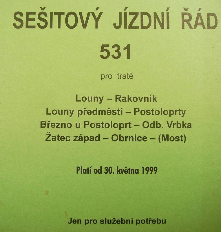 Sešitový jízdní řád 531 (1999)