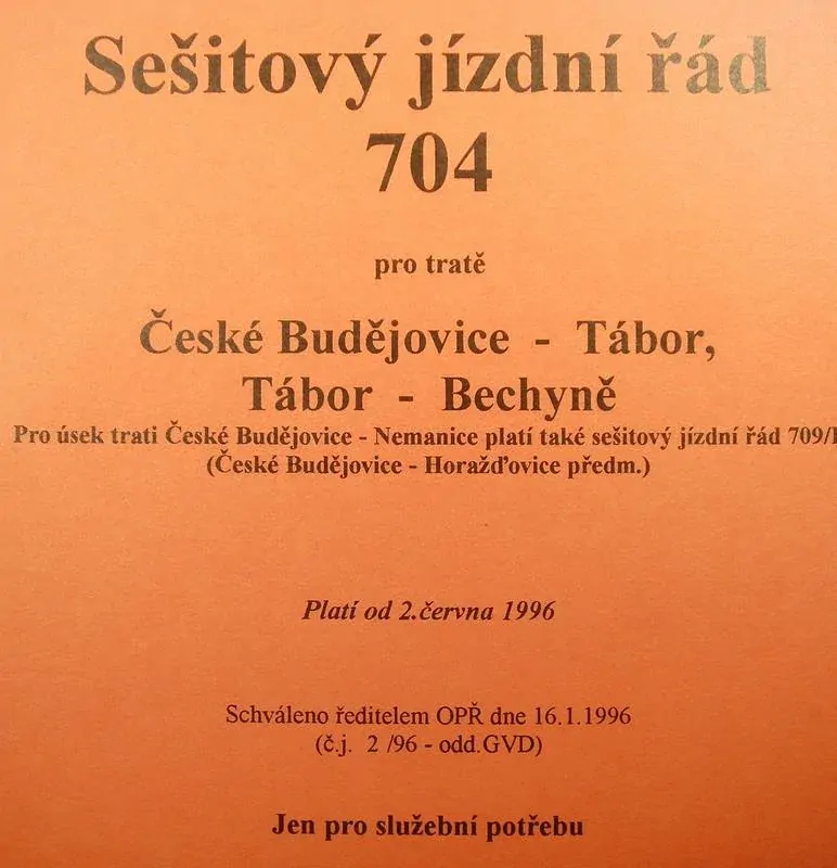 Sešitový jízdní řád 704 (1996)