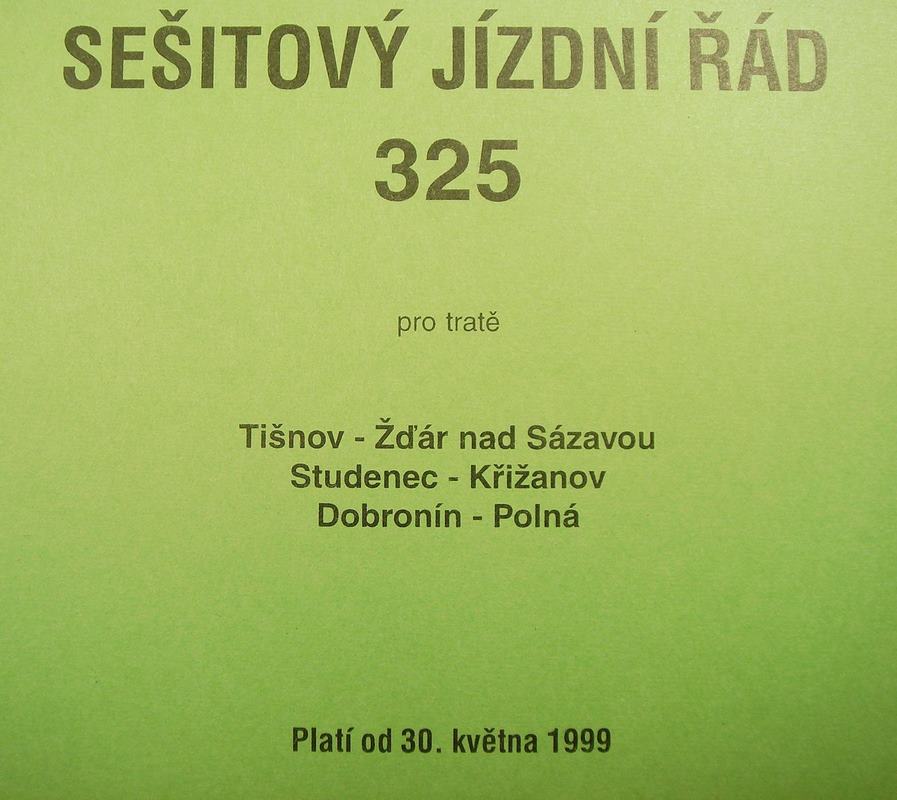 Sešitový jízdní řád 325 (1999)