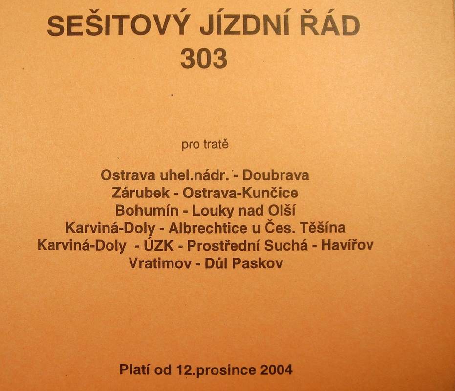 Sešitový jízdní řád 303 (2004)
