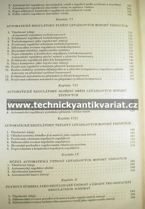 Automatické řízení letadlových motorů - V.A. Bodner (1954)