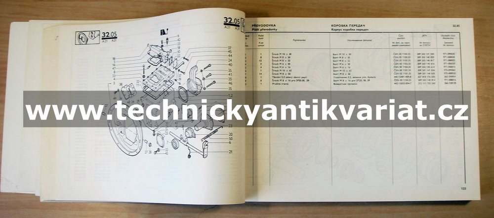 Avia A21, A21F - Katalog náhradních dílů (1987)
