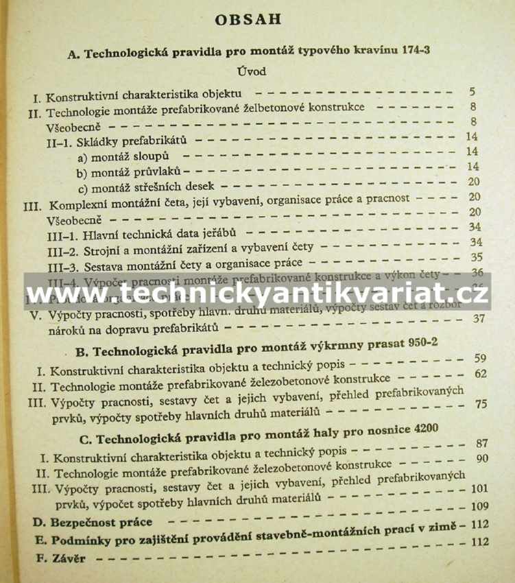 Technologická pravidla pro montáž vybraných přízemních zemědělských železobetonových staveb (1962)