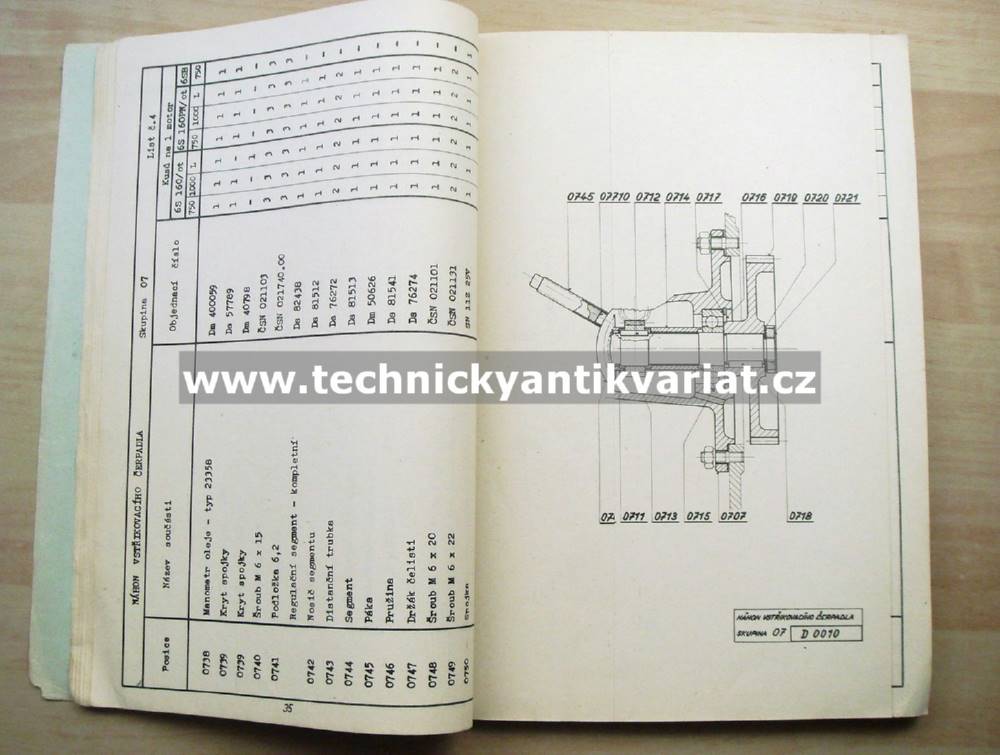 Motor Škoda 6SL160, 6SB160, 6SL160PN - katalog náhradních dílů (1965)