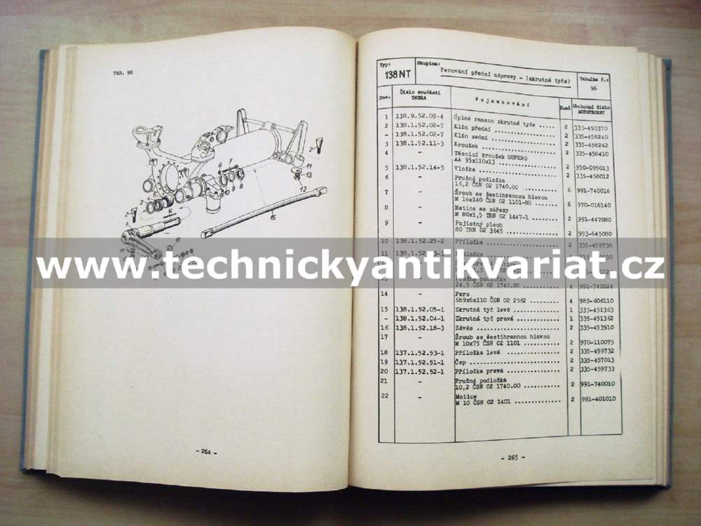Tatra 138 NTt, NTtVr, PP23 4x4 - seznam náhradních dílů (1965)