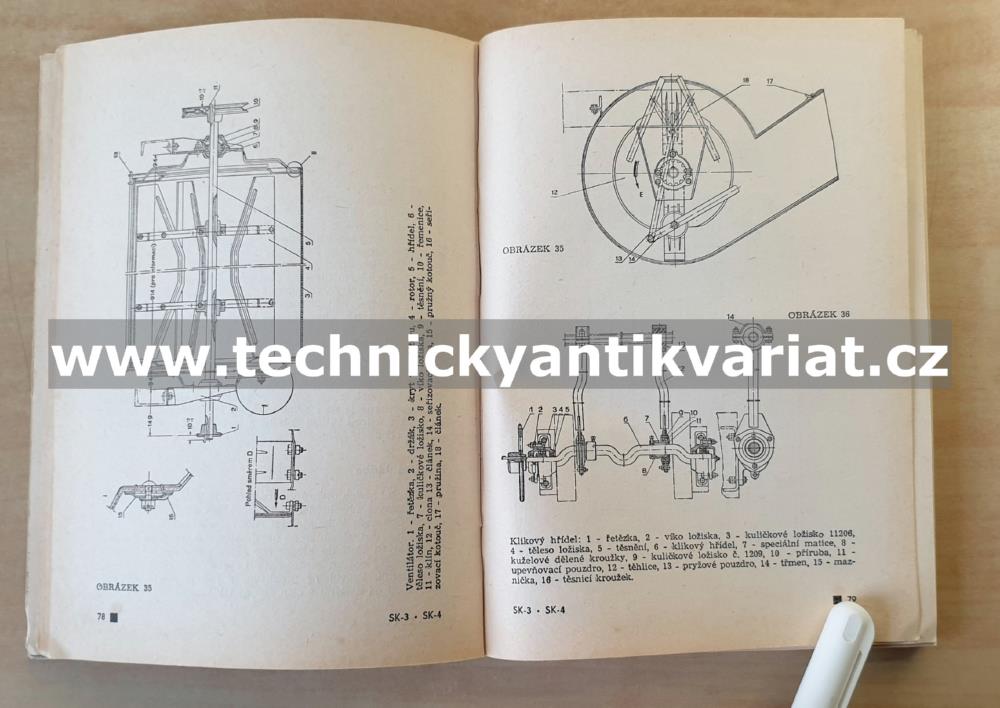 Samohybná sklízecí mlátička SK3, SK4 - popis, návod k obsluze (1964)